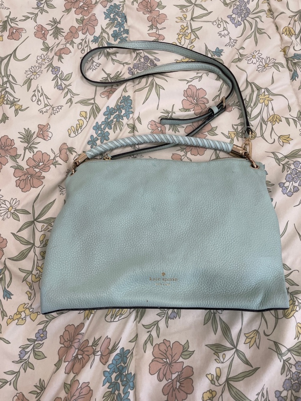 Kate Spade ♠️ Pebbled Leather Shoulder Bag in Light Blue